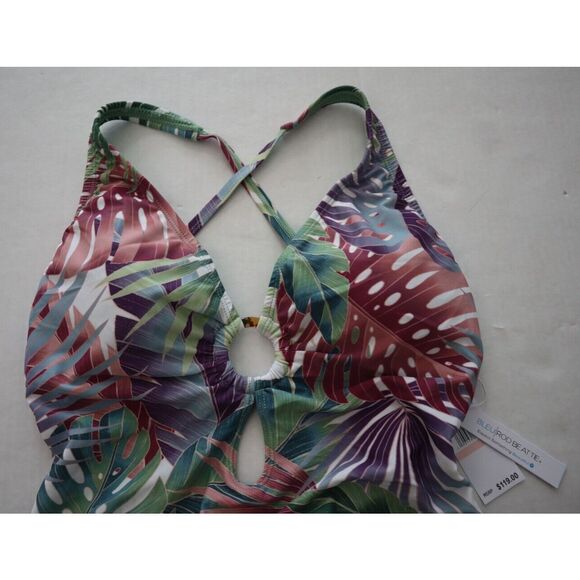Bleu Rod Beattie Women's Sz 10 Multi Floral Ring Me Up X-Back 1-Pc Swimsuit - Picture 7 of 10